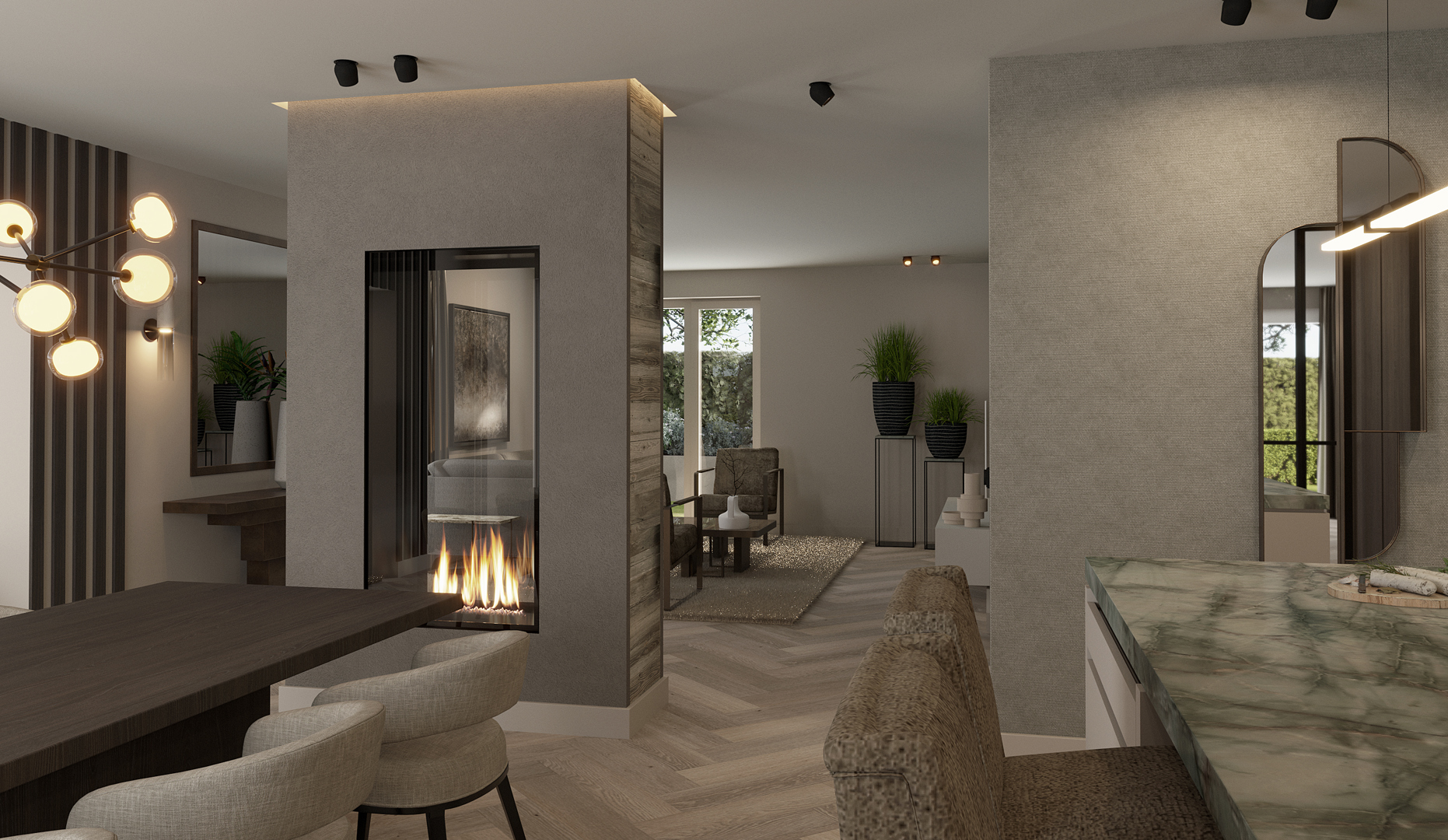 Luxe Interieur Met Elektrische Haard